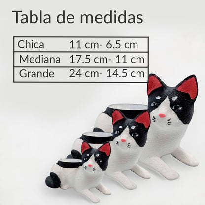 Maceta de Gatito Blanco con Naranja Sentado